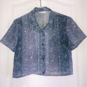 Vintage floral cropped blouse